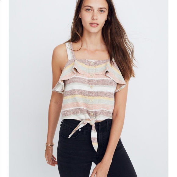 Madewell Tops - MADEWELL texture&thread tie front tank